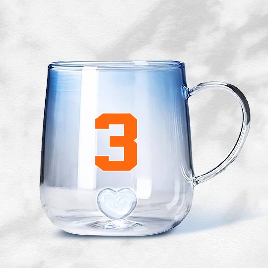 Number 3 Sports Orange Gradient Glass Mugs