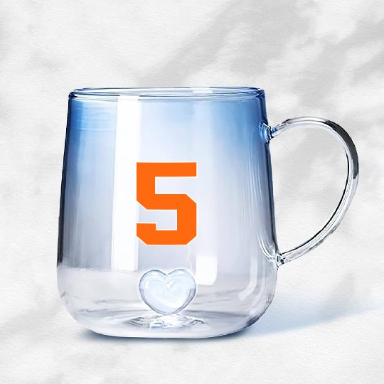 Number 5 Sports Orange Gradient Glass Mugs