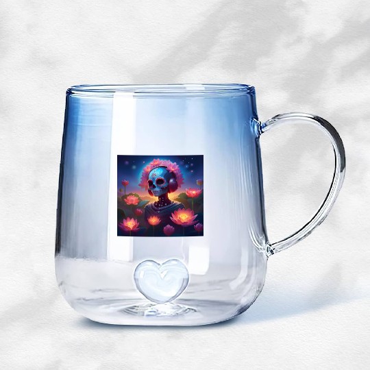 Sugar Skull Lotus Melody Medley Gradient Glass Mugs