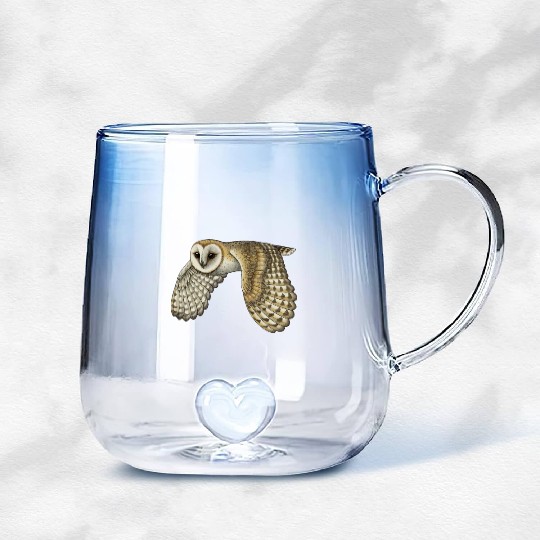 Barn Owl Gradient Glass Mugs