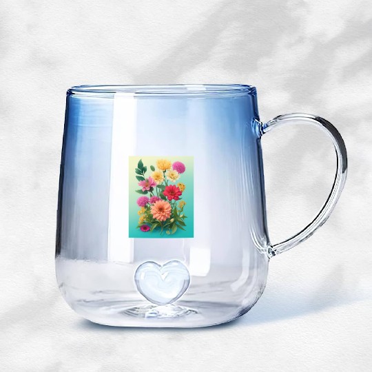Peach and Pink Spring Flowers Gradient Glass Mugs