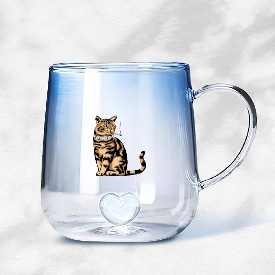 Cat Smoking Gradient Glass Mugs
