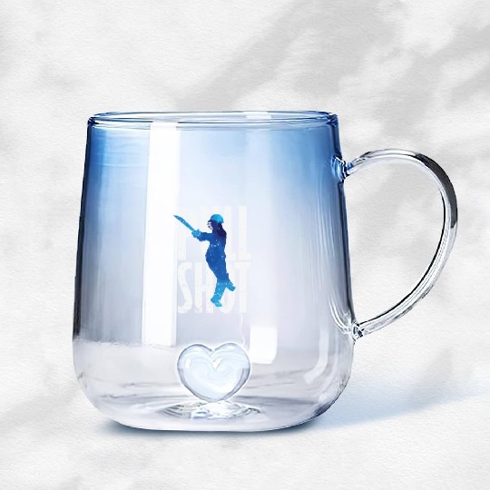 Cricket Pull Shot Sports Moment Gradient Glass Mugs