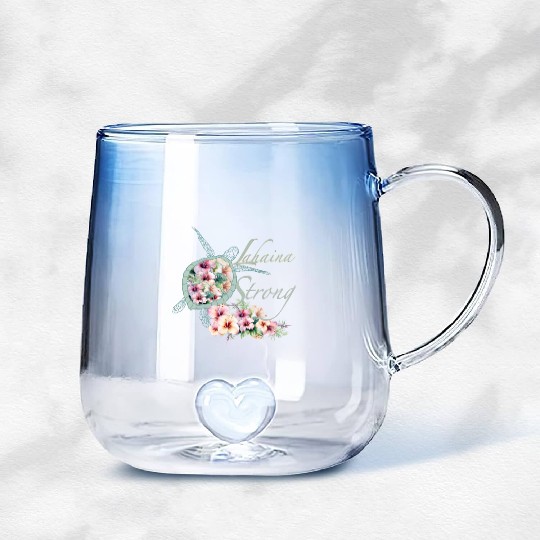 Lahaina Strong: Hibiscus and Sea Turtle Gradient Glass Mugs