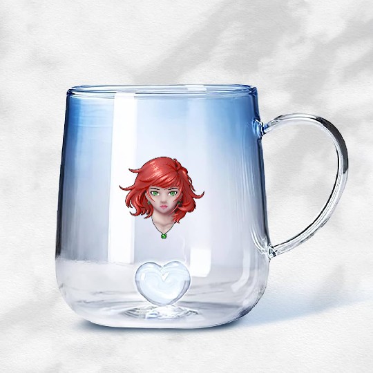 Anime girl with pretty jewelry in color Gradient Glass Mugs