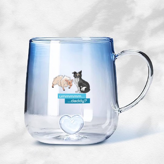 Sheep Herding Daddy Border Collie, Aussie Gradient Glass Mugs
