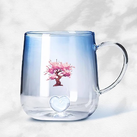 Enchanted Sakura: Blossom Bliss Gradient Glass Mugs