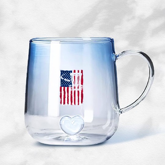 Disc Golf USA Flag American Folf Frolf Men Women Gradient Glass Mugs