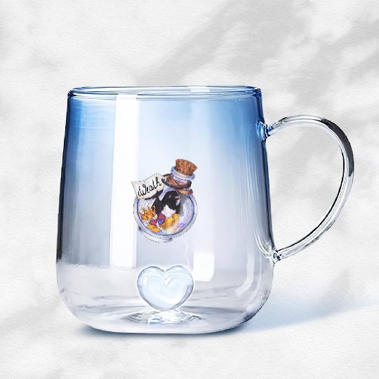 Potion magpie bird coins money treasure wealth Gradient Glass Mugs