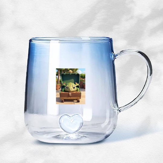 Tortuga grande con caja en jardin Gradient Glass Mugs