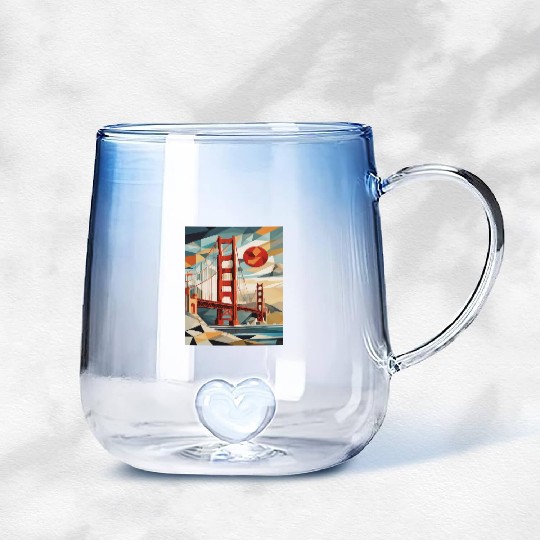 Golden Gate Bridge California Gradient Glass Mugs, Golden Gate