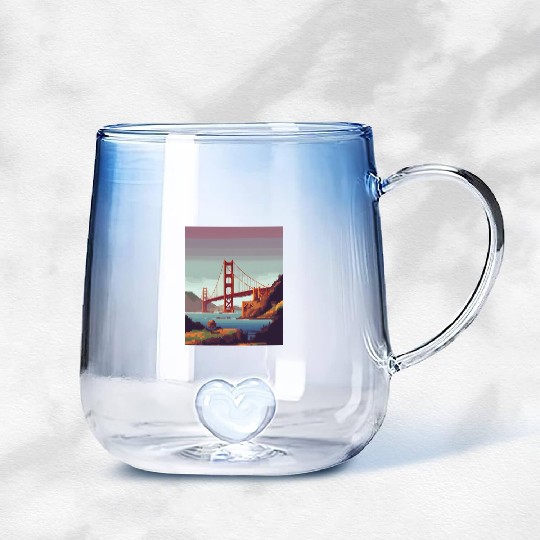 Golden Gate Bridge California Gradient Glass Mugs, Golden Gate