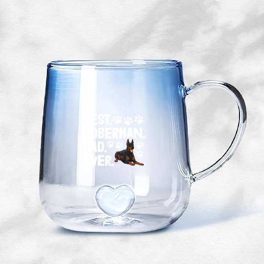 Best Doberman Dad Ever Gradient Glass Mugs
