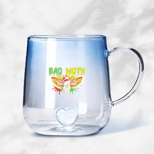Bad moth | fancy skull colored moth art Gradient Glass Mugs