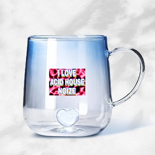I LOVE ACID HOUSE NOIZE WHITE FONTS Gradient Glass Mugs