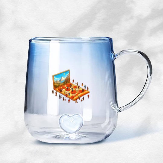 Pizza Hiking People Gradient Glass Mugs