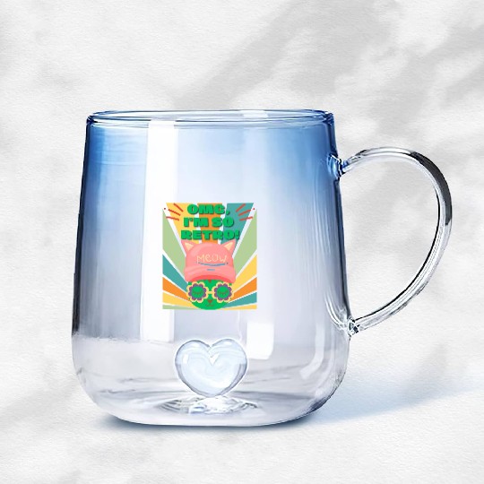 Omg I'm So Retro Cool Cat Gradient Glass Mugs