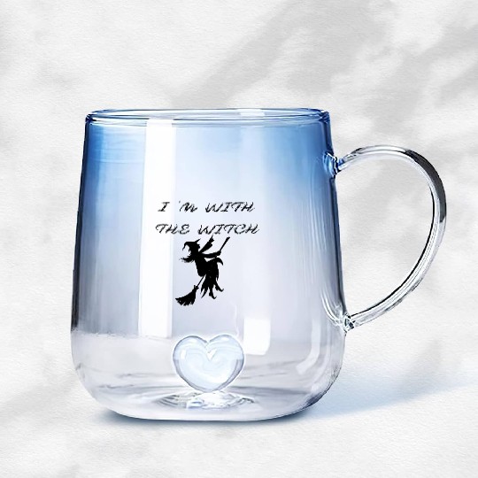 I m With The Witch Gradient Glass Mugs