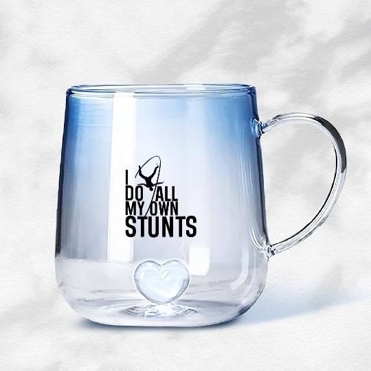 "I Do My Own Stunts" Daredevil Design Gradient Glass Mugs