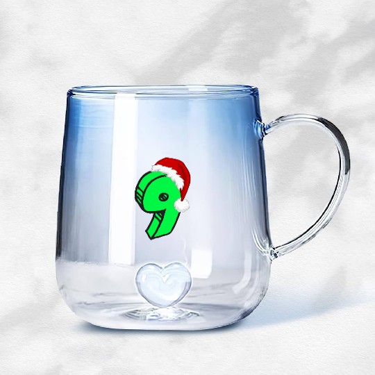 Age 9 Christmas Hat - Number Nine Gradient Glass Mugs