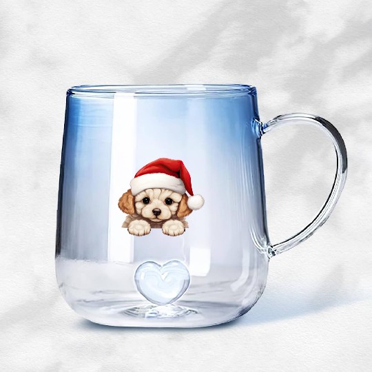 Bichon Frise Christmas Dog Gradient Glass Mugs