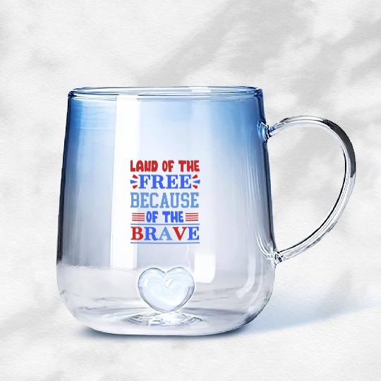land of the free because of the brave 01 Gradient Glass Mugs