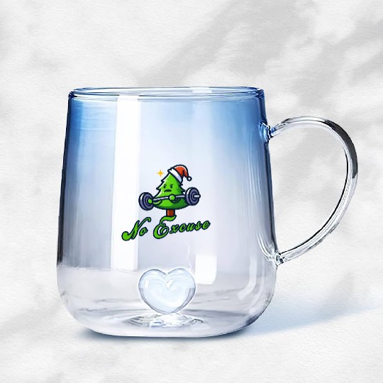 No excuse, funny christmas tree on gym Gradient Glass Mugs