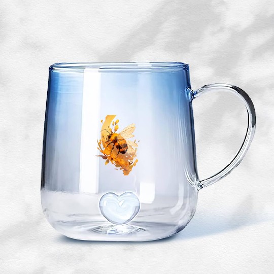 Chibi Honeybee in honey Gradient Glass Mugs