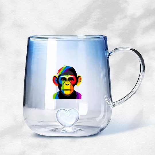 Expressive Chimpanzee in Colorful Graphic Artwork Gradient Glass Mugs
