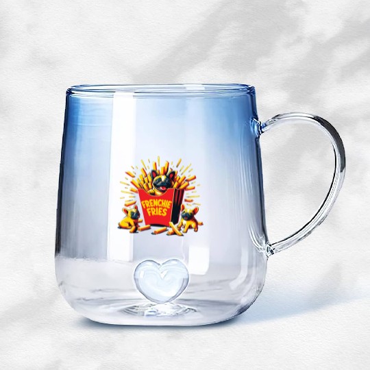 Frenchie Fries - Cute French Bulldog Fries Gradient Glass Mugs