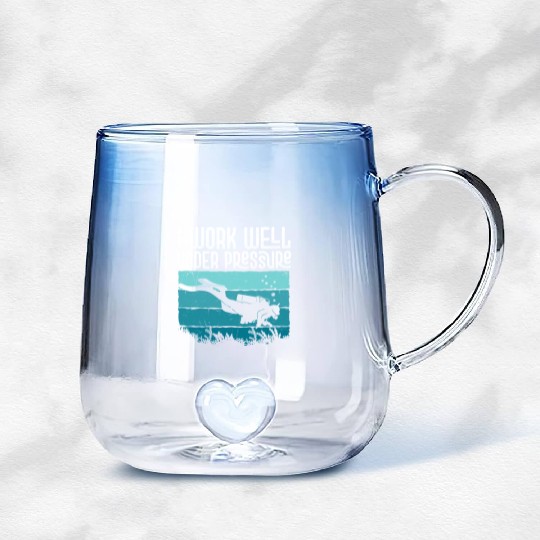 I Work Well Under Pressure Diver Scuba Diving Gradient Glass Mugs