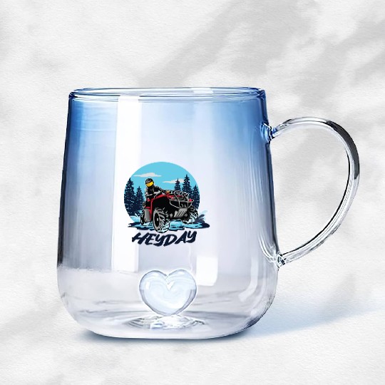 ATV/Quad "Winter Riding" style logo. By "Hey Day" Gradient Glass Mugs
