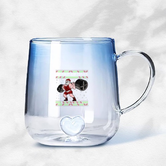 MERRY LIFTMAS Funny Strong Santa Claus Gradient Glass Mugs