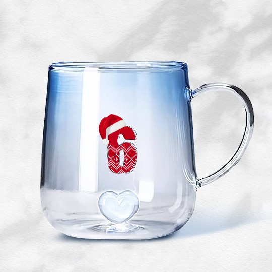6th Merry Christmas Birthday Gift- Number Six Gradient Glass Mugs
