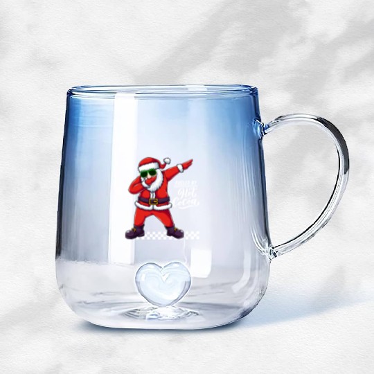 Fueled by Hot Cocoa, dabbing Santa Gradient Glass Mugs