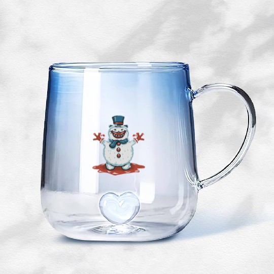 frosty snowman creepy Gradient Glass Mugs
