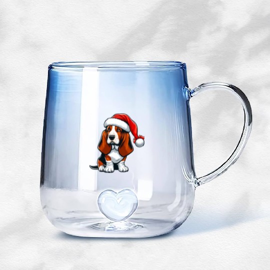 Basset Hound Xmas Gifts Gradient Glass Mugs
