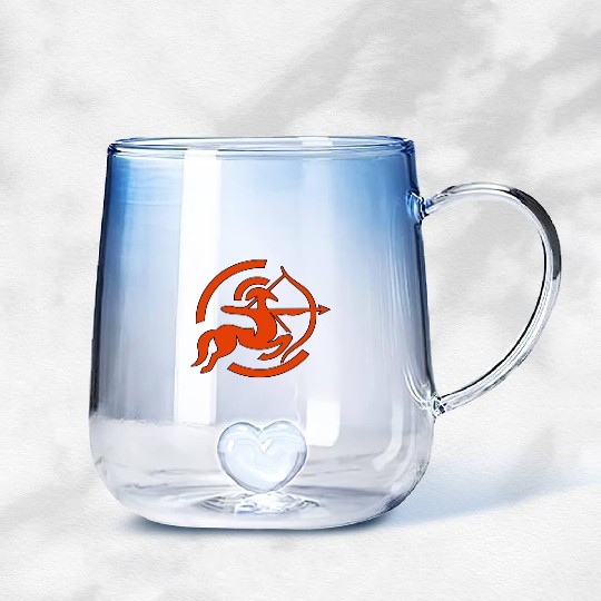 Zodiac Sagittarius Arc Icon Minimalistic In Red Gradient Glass Mugs