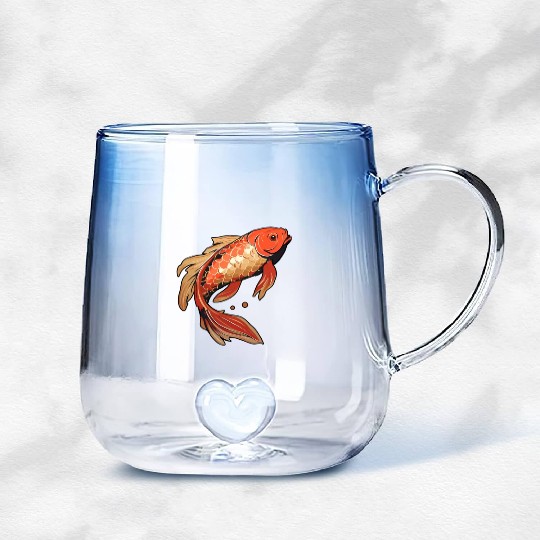Koi Fish Japanese Carp Pond Gradient Glass Mugs