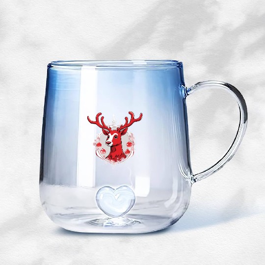 Rudolf Reindeer Gradient Glass Mugs