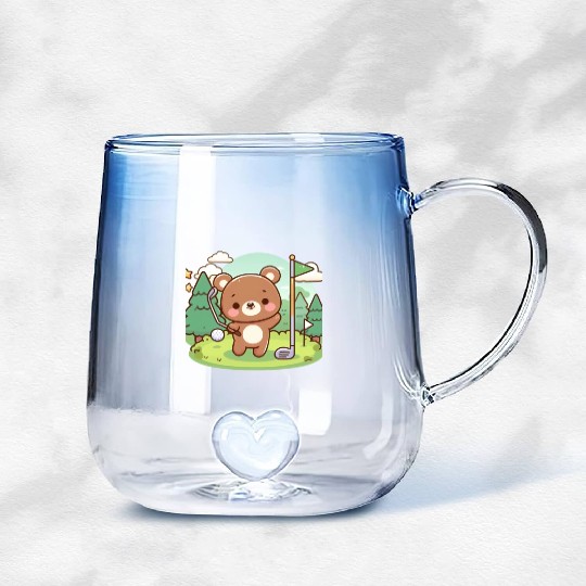 Golfing bears Gradient Glass Mugs