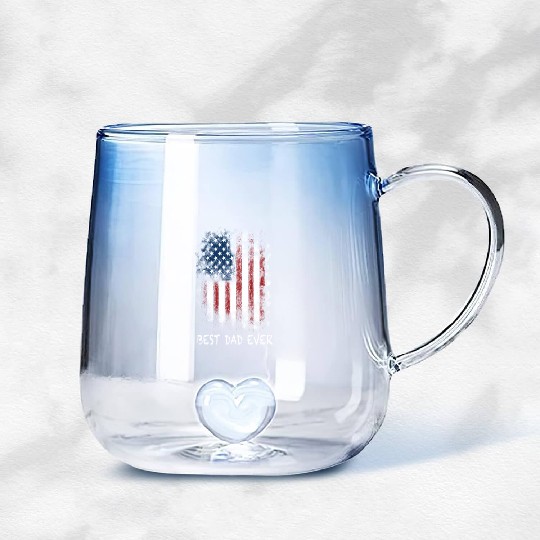 Best Dad Ever With US American Flag Gifts Fathers Gradient Glass Mugs