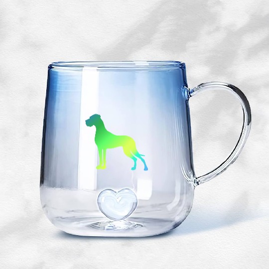 Green Yellow Great Dane Gradient Glass Mugs
