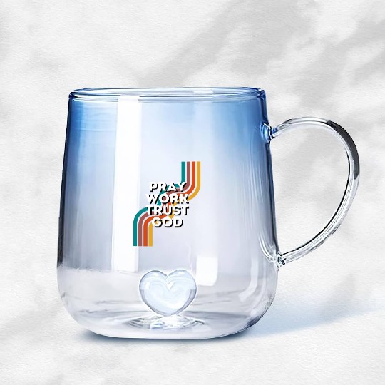 Pray Work Trust God Gradient Glass Mugs