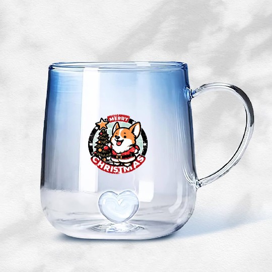 Retro Christmas Corgi Gifts For Dog Lovers Gradient Glass Mugs