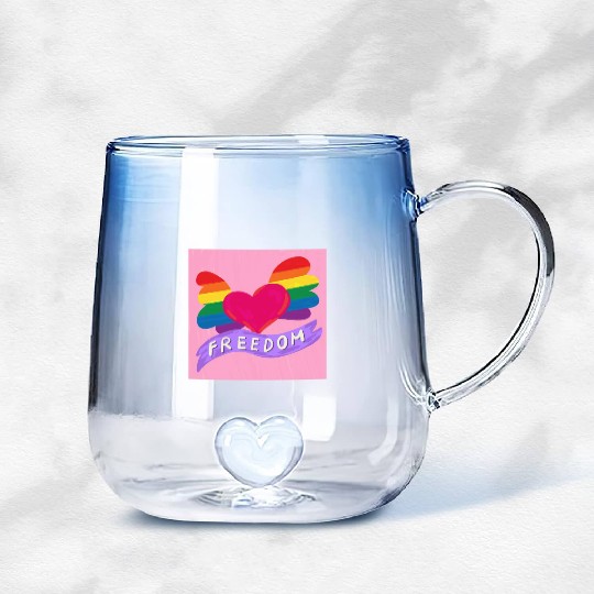 Love Freedom Gradient Glass Mugs