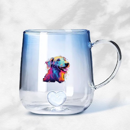 Watercolor Colorful Chow Chow Gradient Glass Mugs
