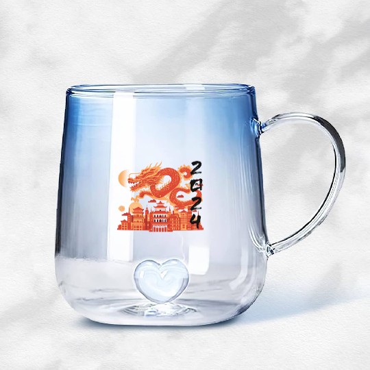 Year Of The Dragon Gradient Glass Mugs | chinese lanterns