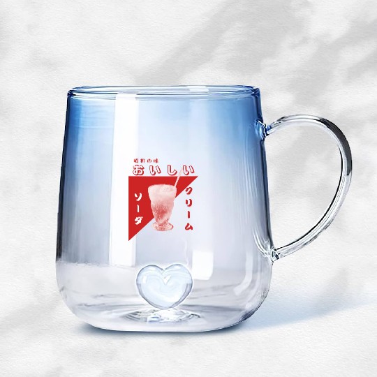 Japanese Retro Showa Cream Soda Gradient Glass Mugs