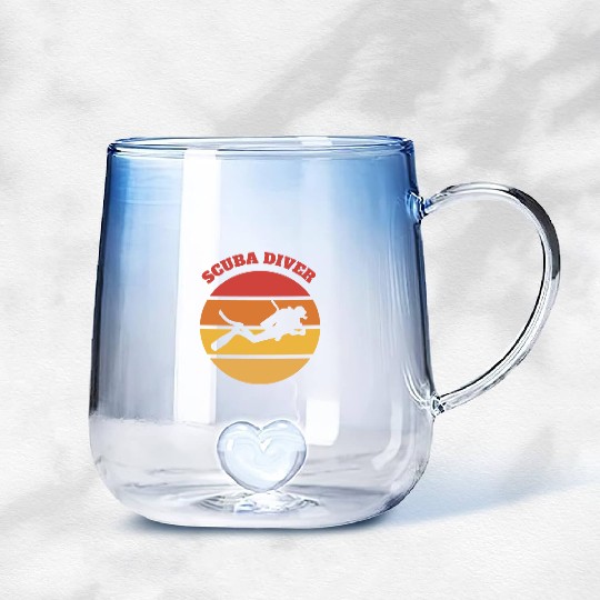 Sunset Dive Silhouette Gradient Glass Mugs